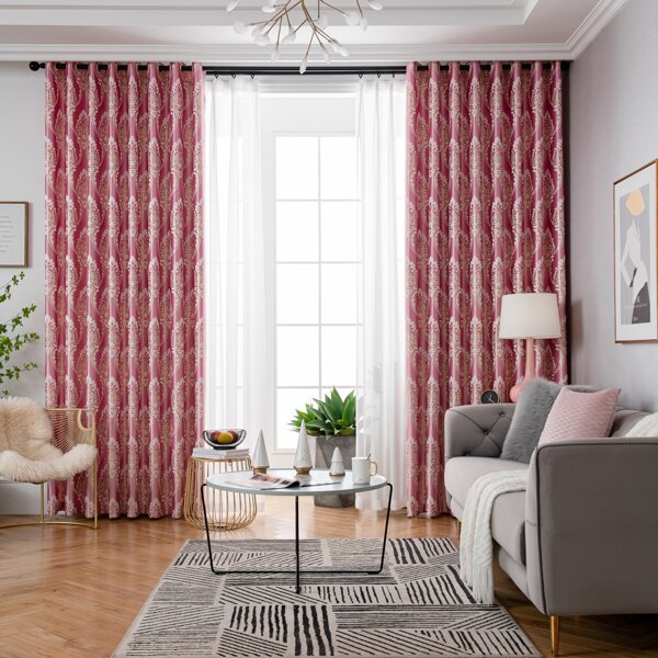 

Royal Pattern Single Panel Curtain, Pink