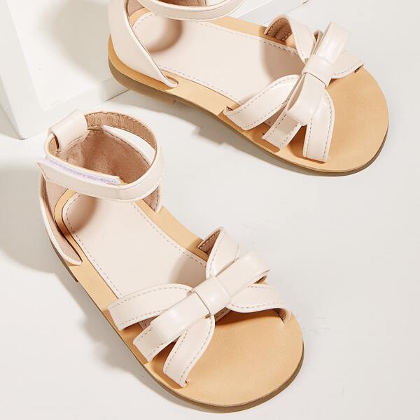 

Toddler Girls Bow Decor Ankle Strap Sandals, Beige