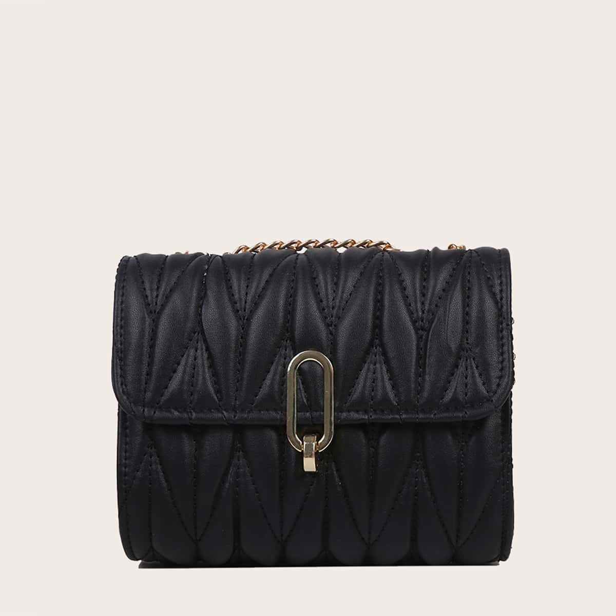

Quilted Chain Shoulder Bag, Black