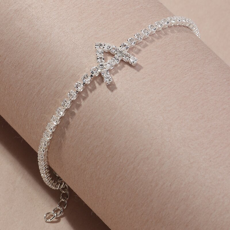 

Rhinestone Letter Bracelet, Silver