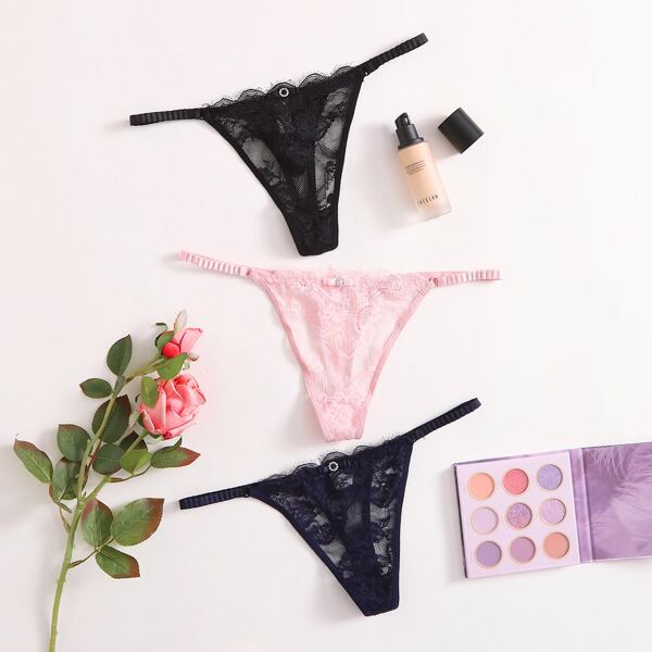 

3pack Plus Floral Lace Panty Set, Multicolor