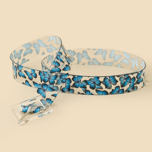 

Butterfly Print Belt, Blue