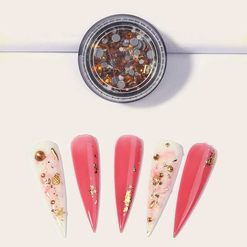 

1box Rhinestone Nail Art Decoration, Gold