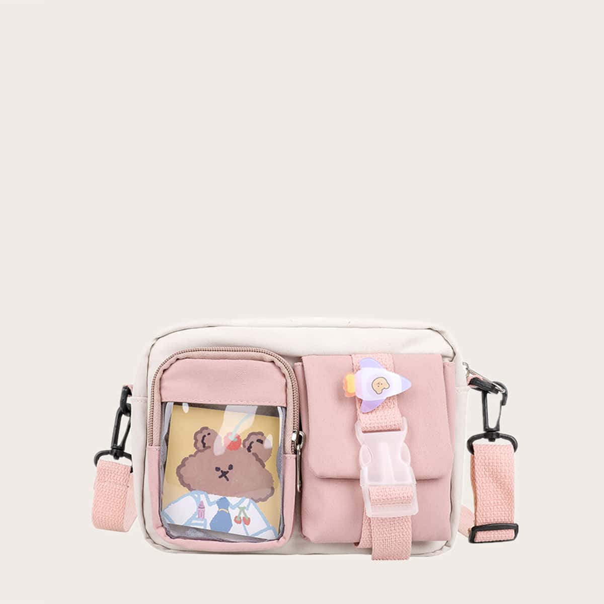 

Colorblock Cartoon Crossbody Bag, Multicolor