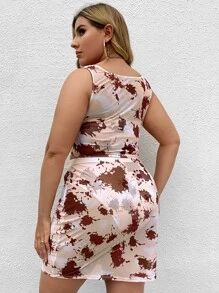 Plus Size 4packs Tie Dye Bikini Set & Cover Up Set Summer Beach - Multicolor - View 2