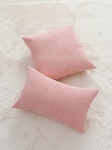 1入組素色靠墊套不附帶墊芯 - 粉色 - 查看 1