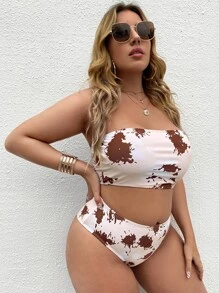 Plus Size 4packs Tie Dye Bikini Set & Cover Up Set Summer Beach - Multicolor - View 3