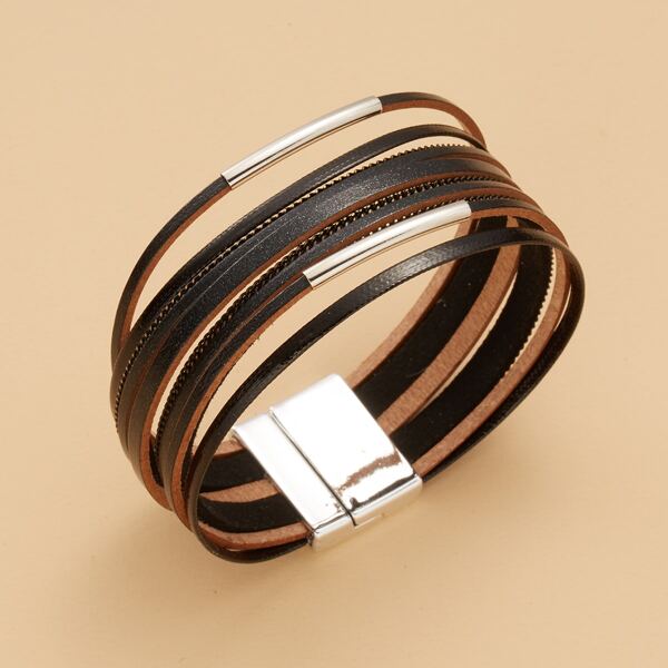 

PU Leather Layered Bracelet, Black