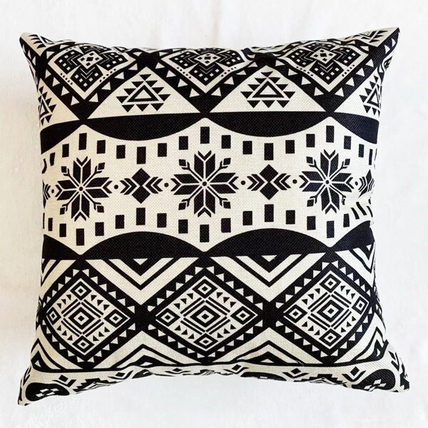 

Наволочка с геометрическим рисунком без наполнителя, Чёрный