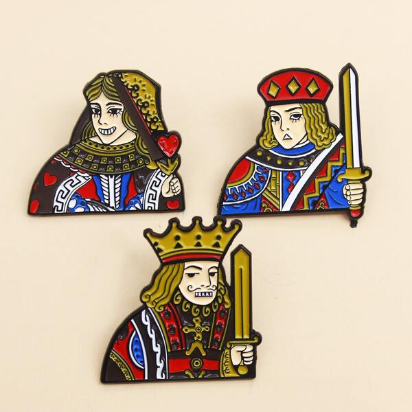 

3pcs Cartoon Figure Brooch, Multicolor