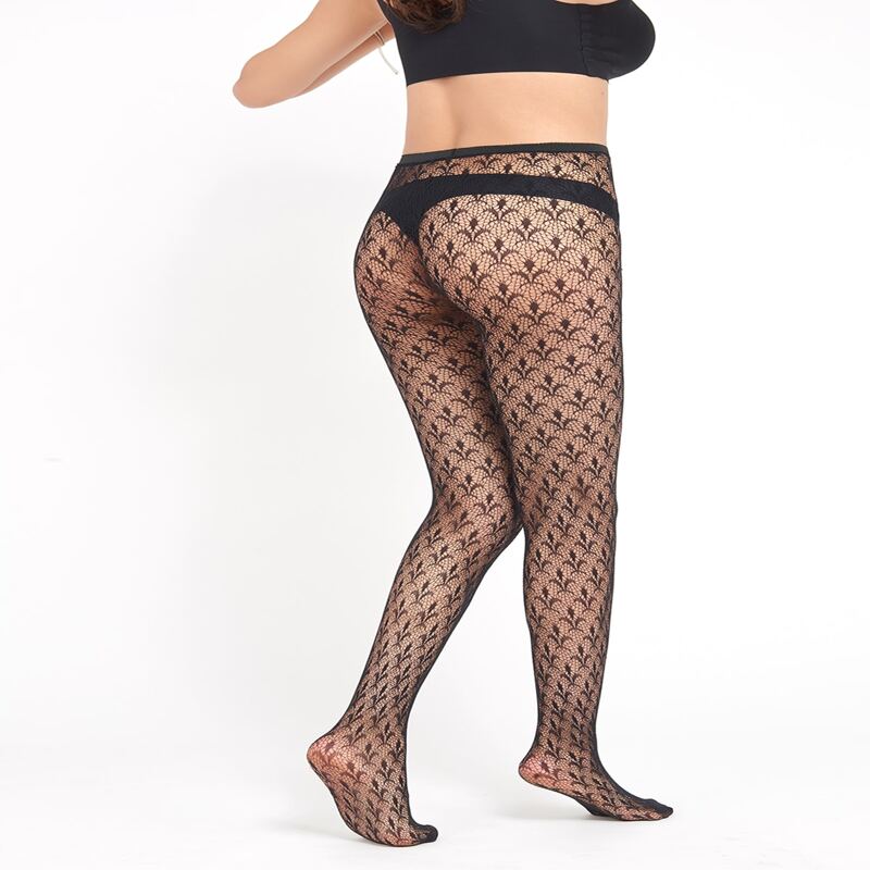 

Leaf Fishnet Tights, Black