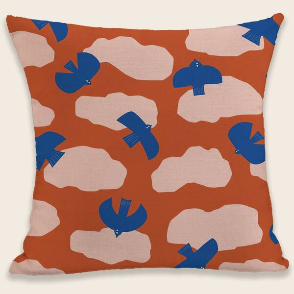 

Bird Print Cushion Cover Without Filler, Multicolor
