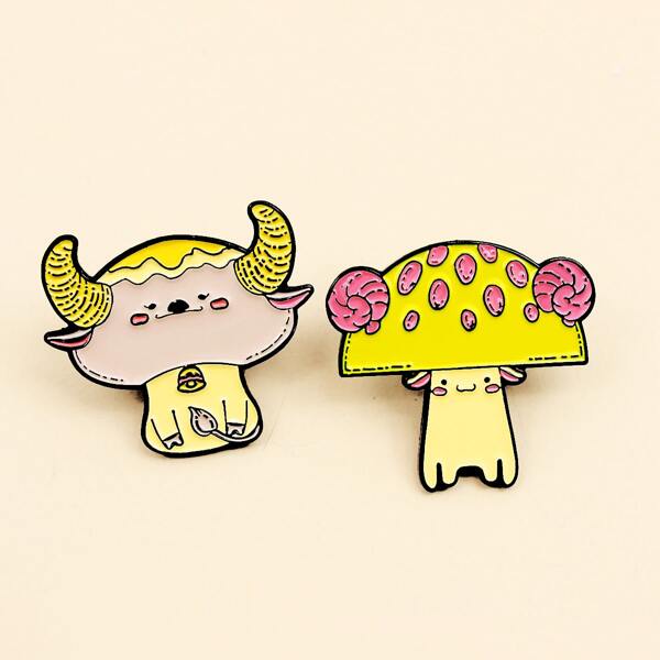 

2pcs Cartoon Brooch, Multicolor