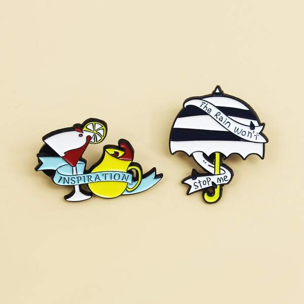 

2pcs Cartoon Brooch, Multicolor
