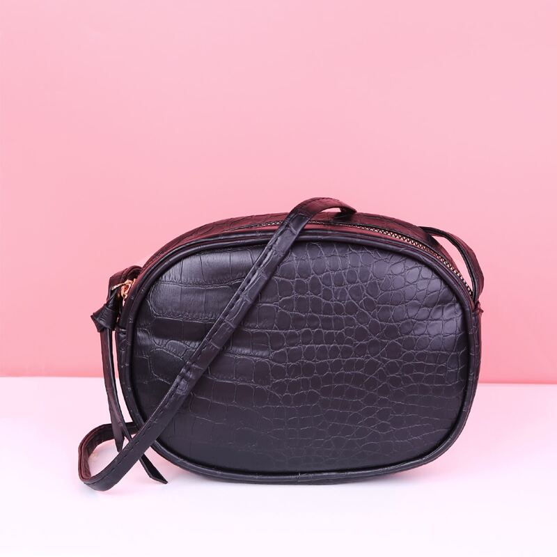 

Croc Embossed Crossbody Bag, Black