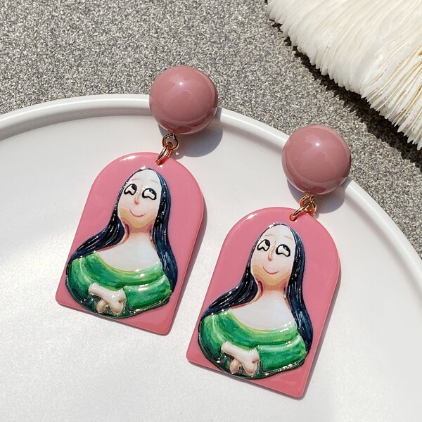 

Серьги из смолы с рисунком, Многоцветный