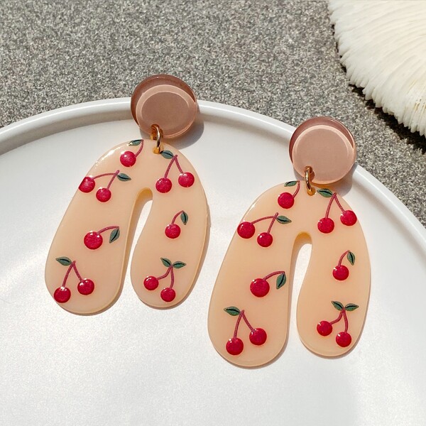 

Серьги из смолы с узором вишни, Многоцветный