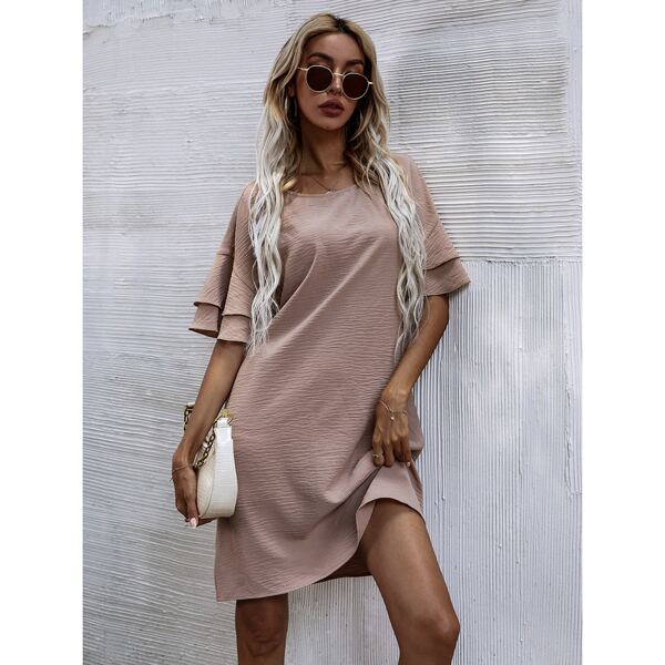 

Bell Sleeve Solid Dress, Dusty pink