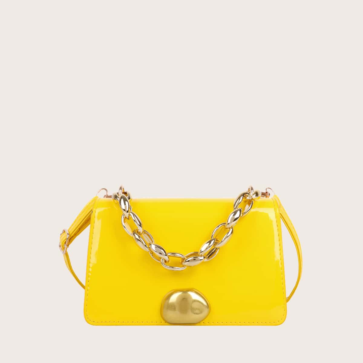 

Solid Chain Satchel Bag, Yellow