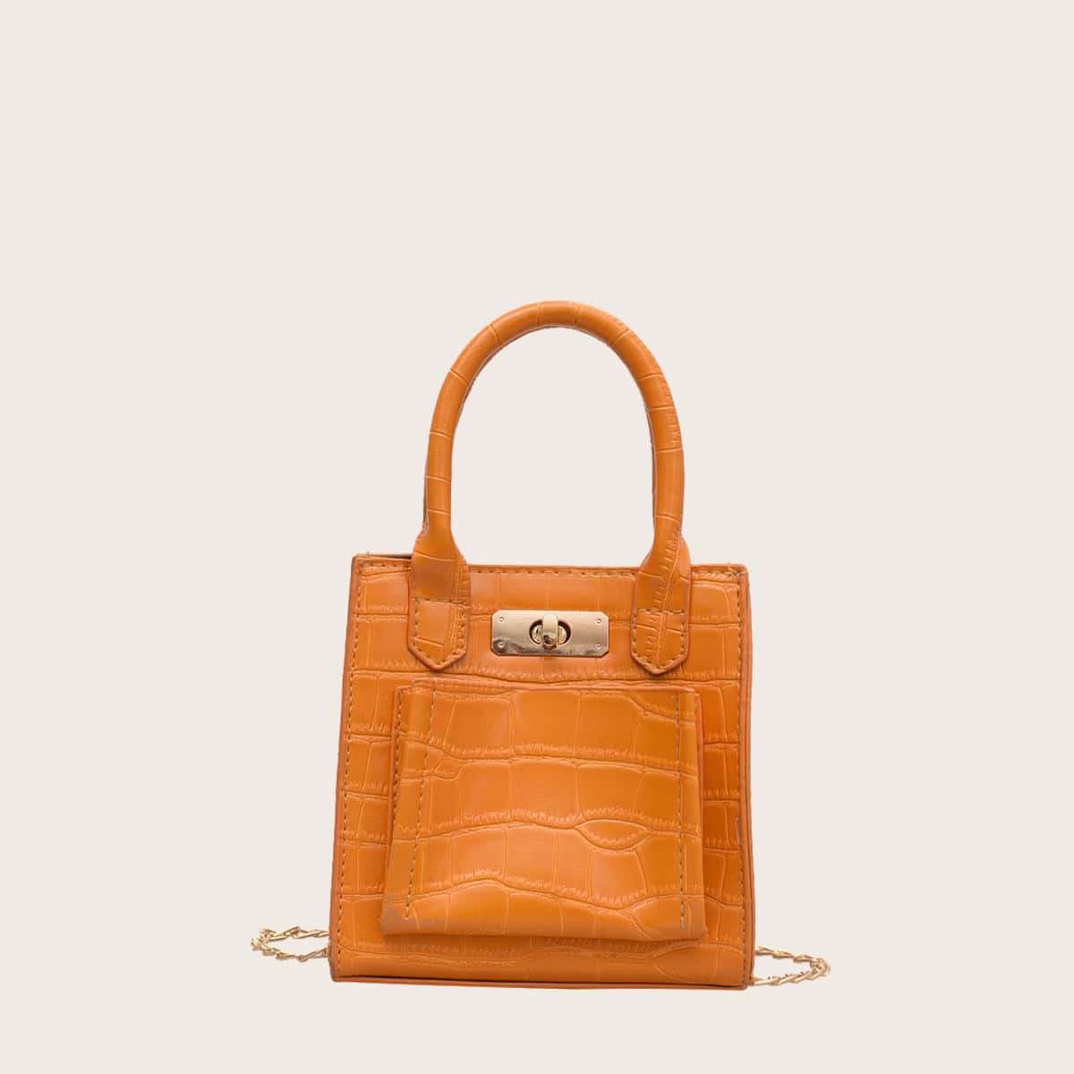 

Croc Embossed Mini Satchel Bag, Yellow