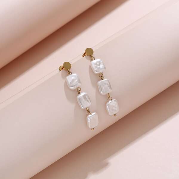 

Faux Pearl Drop Earrings, White