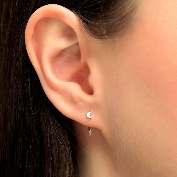 

Moon Detail Earrings, Silver