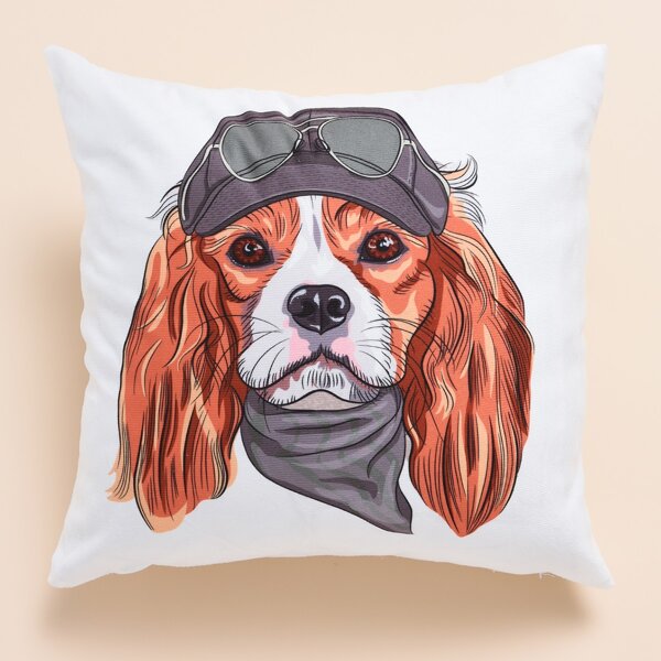 

Cartoon Dog Print Cushion Cover Without Filler, Multicolor