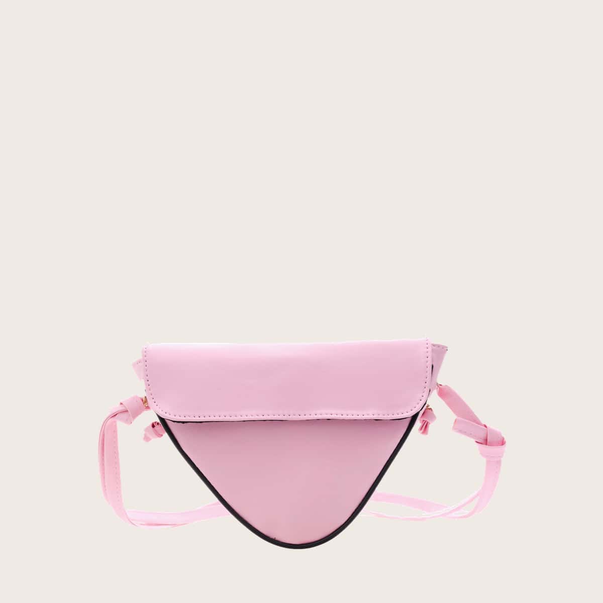 

Solid Triangle Crossbody Bag, Pink