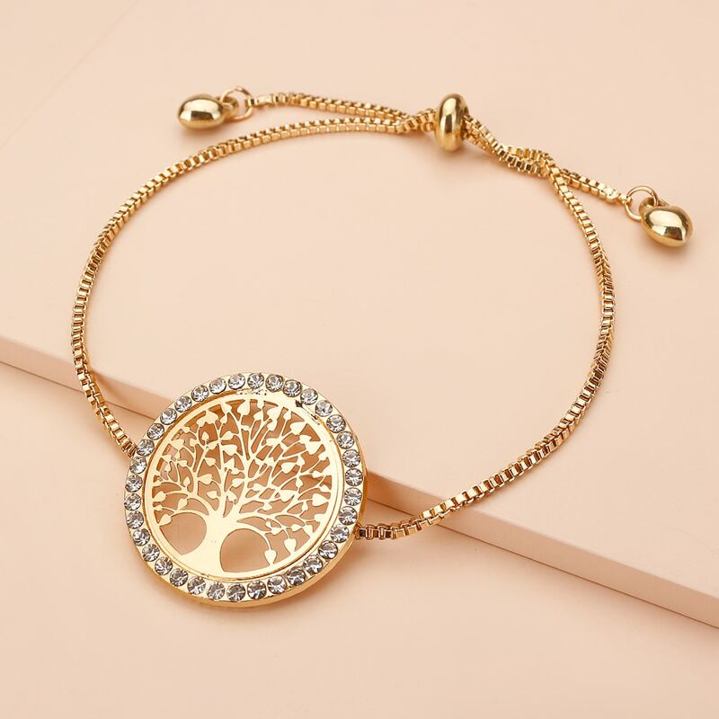 

Rhinestone Tree Bracelet, Gold