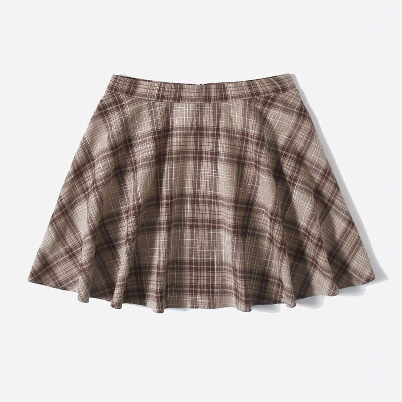 

Plaid Mini Skirt, Brown