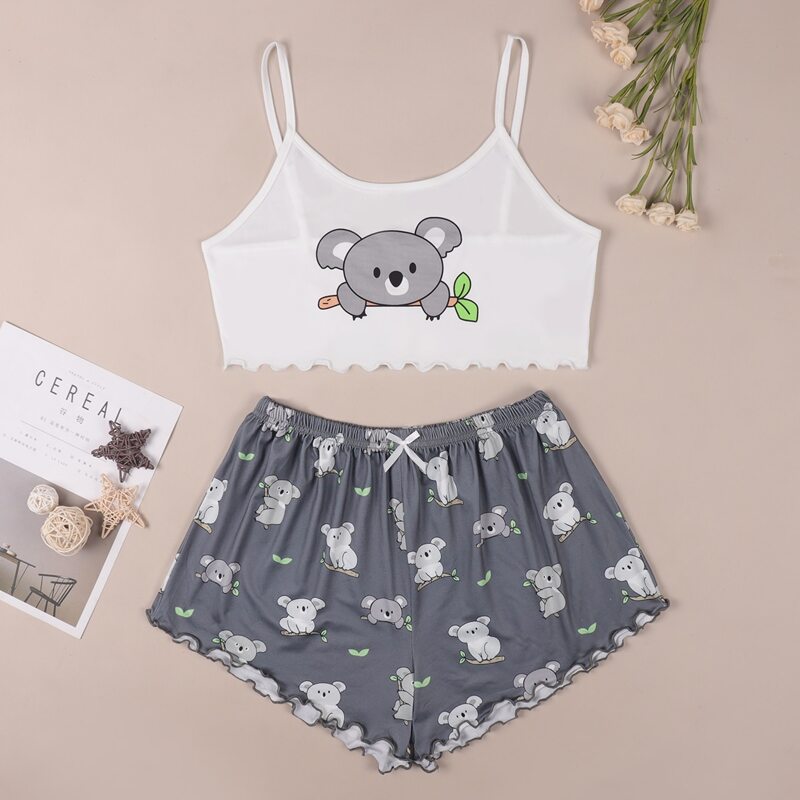 

Koala Print Cami Pajama Set, Multicolor