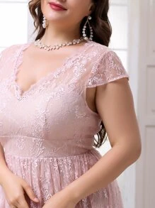 SHEIN Belle Vestidos Tallas Grandes Liso Glamour - Rosa Pálido - Ver 3