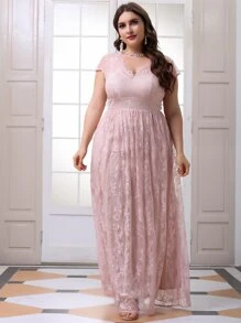 SHEIN Belle Vestidos Tallas Grandes Liso Glamour - Rosa Pálido - Ver 7