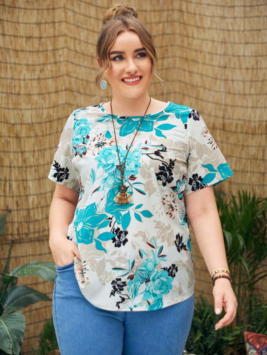 EMERY ROSE Áo sơ mi Plus Size Hoa Giải trí - Nhiều màu - Xem 1