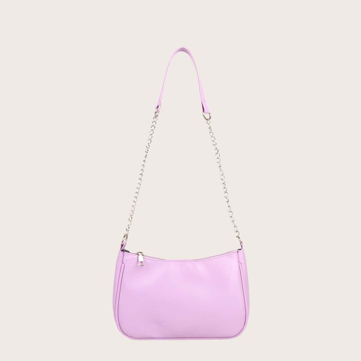 

Solid Chain Crossbody Bag, Purple
