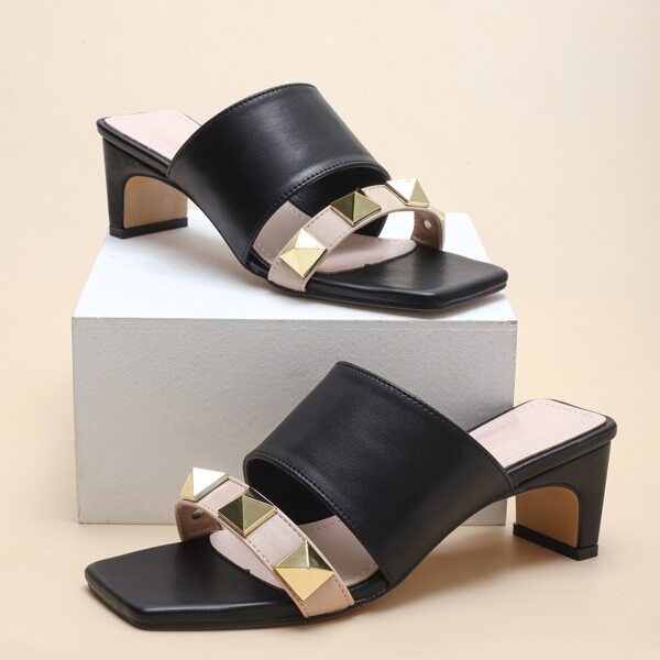 

Studded Decor Mule Sandals, Black