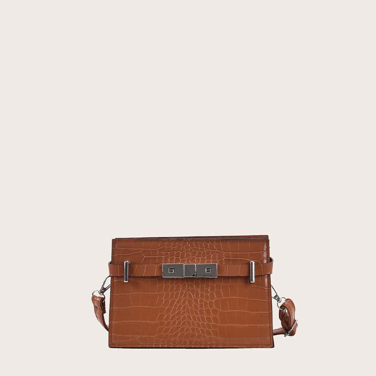 

Croc Embossed Crossbody Bag, Brown