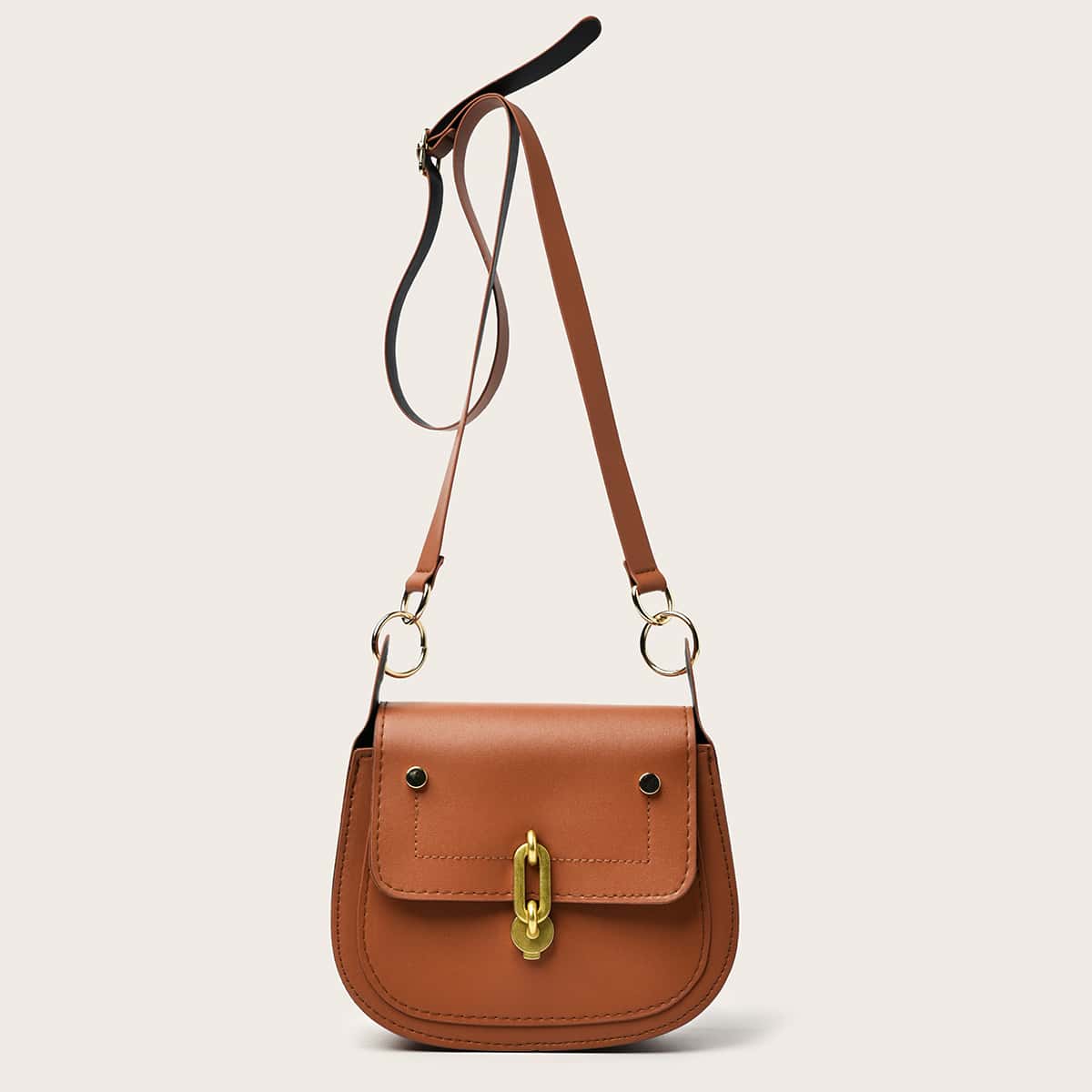 

Solid Flap Saddle Bag, Brown
