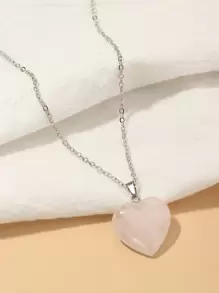 Heart Charm Necklace - Pink - View 1