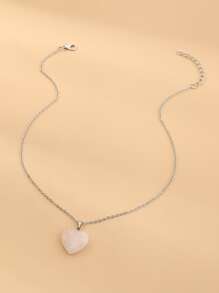 Heart Charm Necklace - Pink - View 2