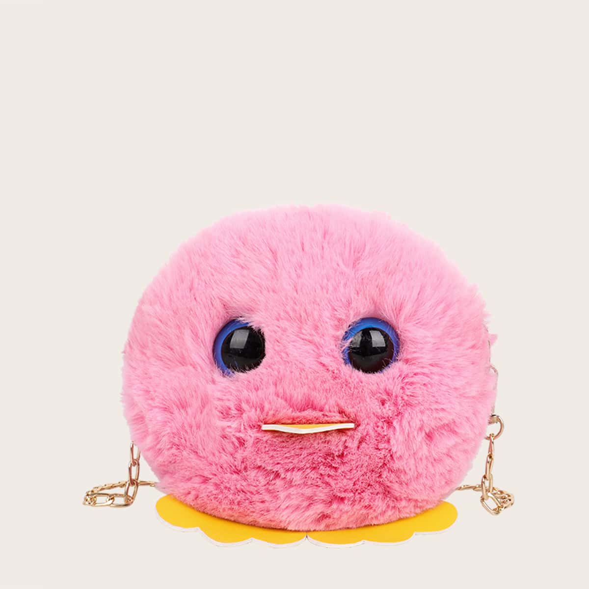 

Cartoon Round Fluffy Bag, Baby pink