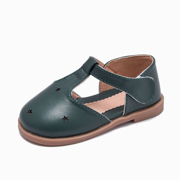 

Toddler Girls Star Hollow Out Velcro Strap Flats, Dark green