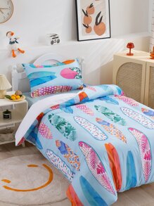 Kids Surfboard Print  Duvet Cover Set Without Filler - Multicolor - View 1