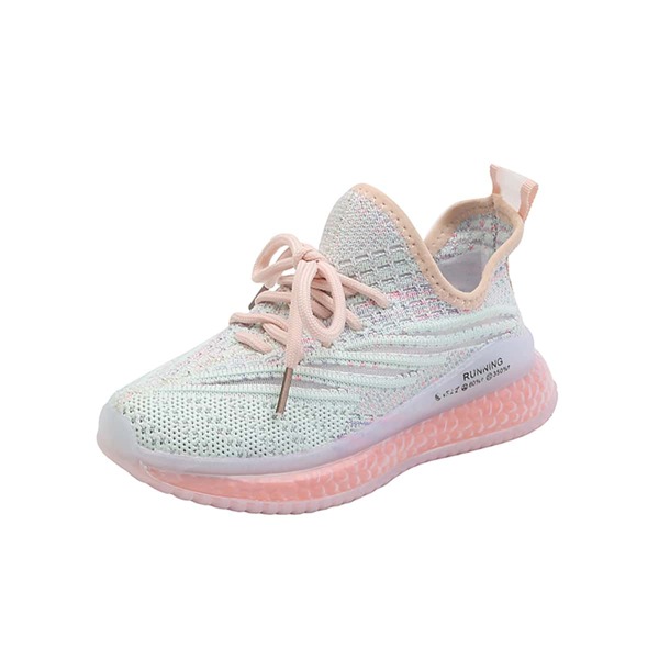 

Girls Letter Graphic Lace Up Decor Knit Sneakers, Multicolor