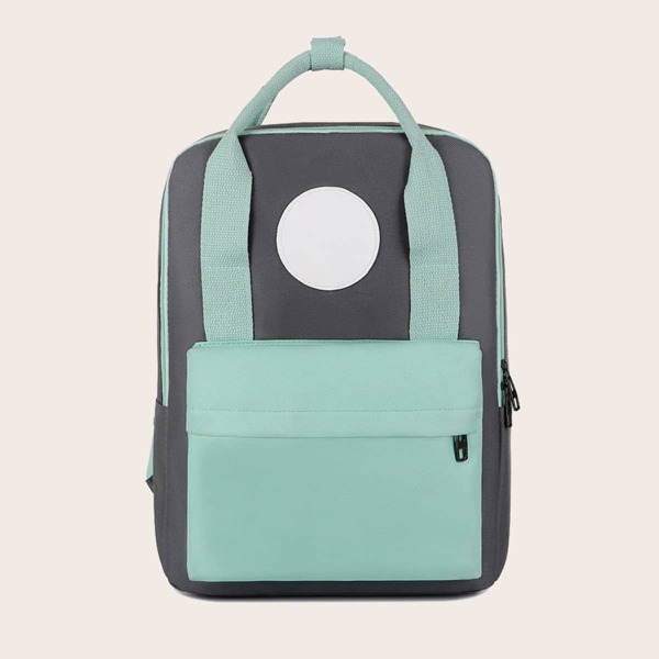 

Color Block Pocket Front Backpack, Green