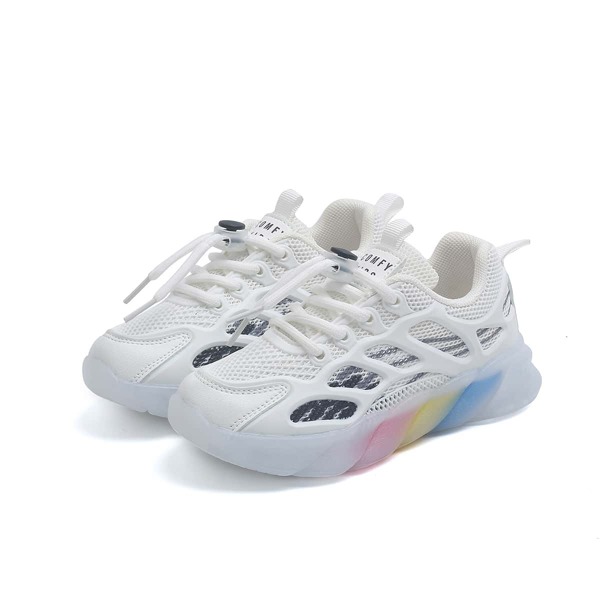 

Girls Lace-up Front Breathable Knit Sneakers, White