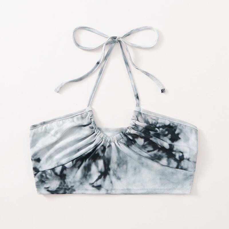 

Tie Dye Ribbed Halter Top, Multicolor