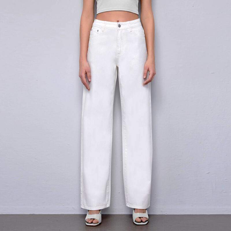 

High Waisted Straight Leg Jeans, White