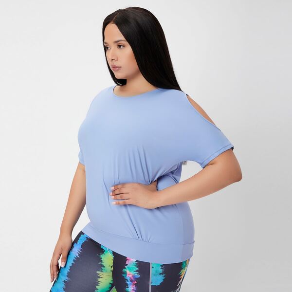 

Plus Solid Cut Out Sports Tee, Baby blue