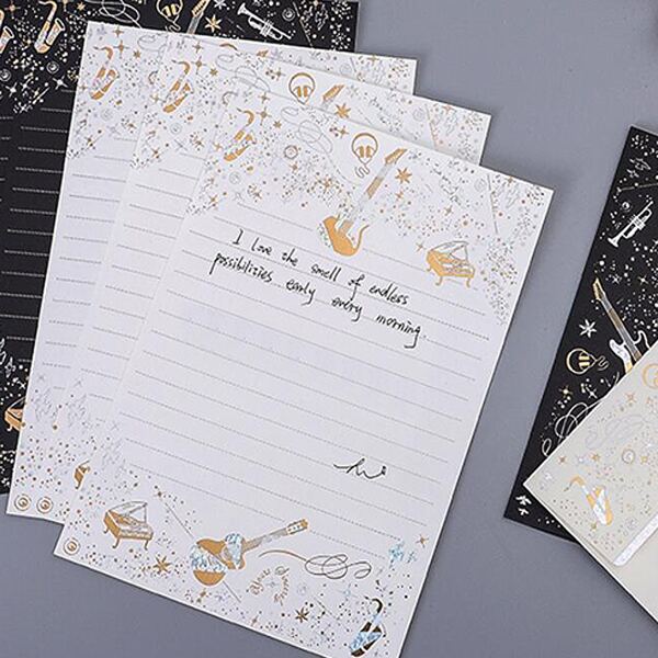 

8sheets Hot Stamping Random Writing Paper, Black and white